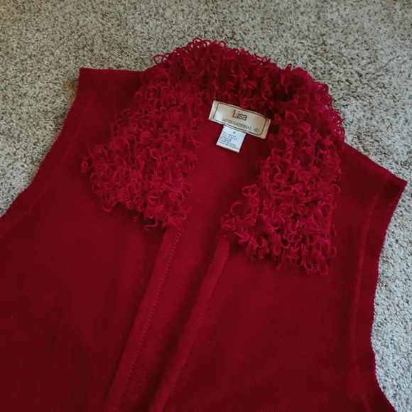 Full Zip Sleeveless Red Collared Sweater Vest Sz S - Picture 14 of 15